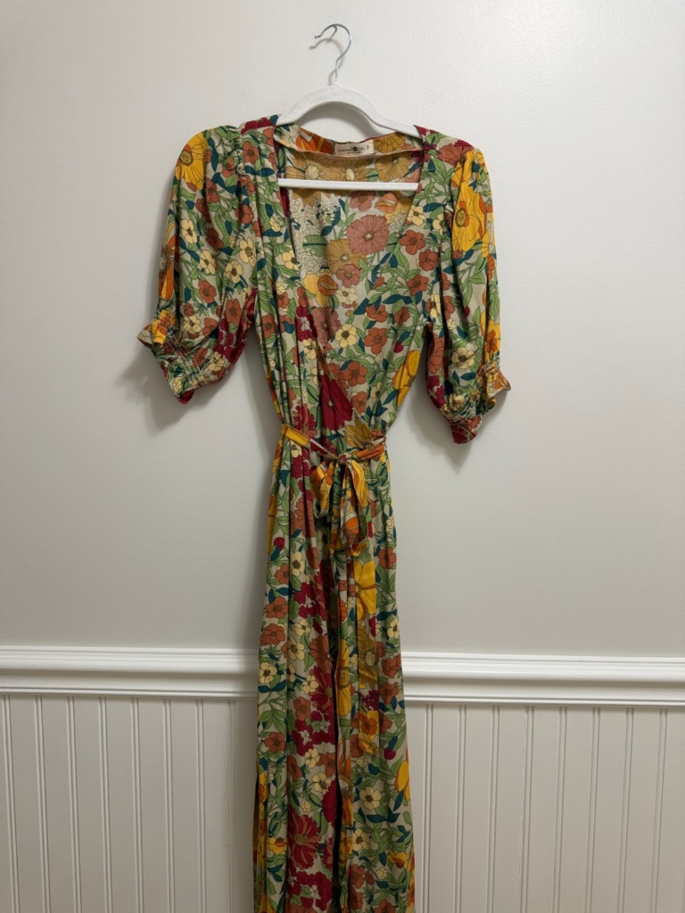 Sophia Wrap Maxi Dress - Gold Vintage Floral - Picture 4 of 11
